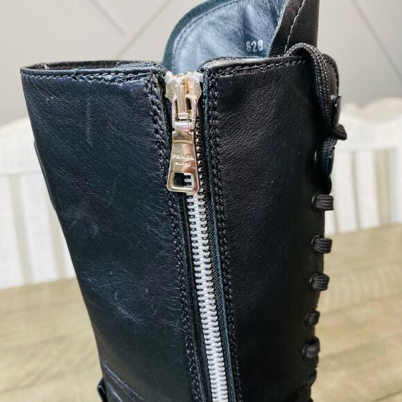 Prada Lug-Sole Tall Leather Combat Boots Size 7 (37.5) - Picture 9 of 15